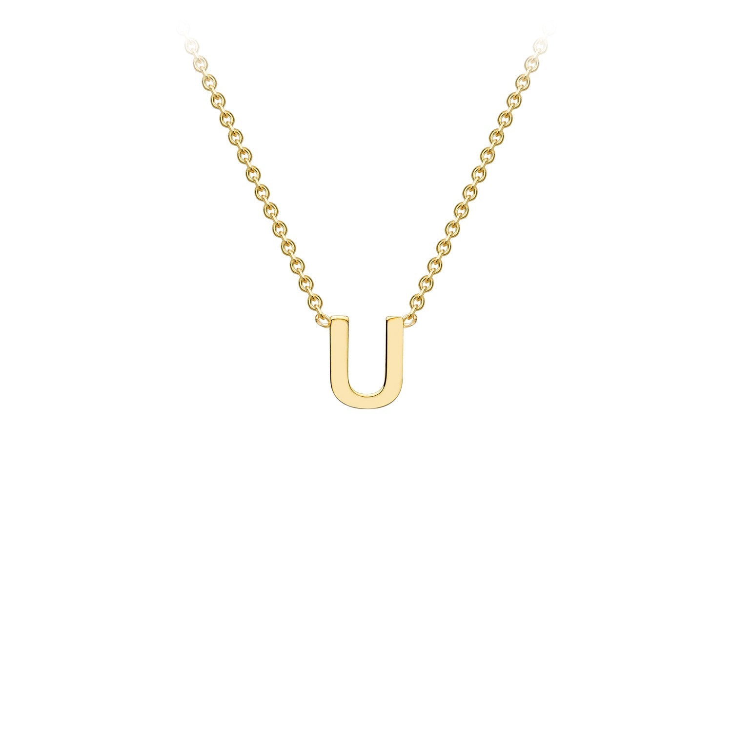 9ct Yellow Gold 'U' Initial Adjustable Letter Necklace 38/43cm