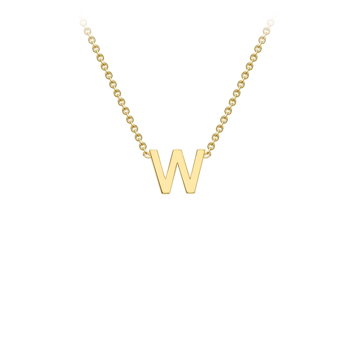 9ct Yellow Gold 'W' Initial Adjustable Letter Necklace 38/43cm