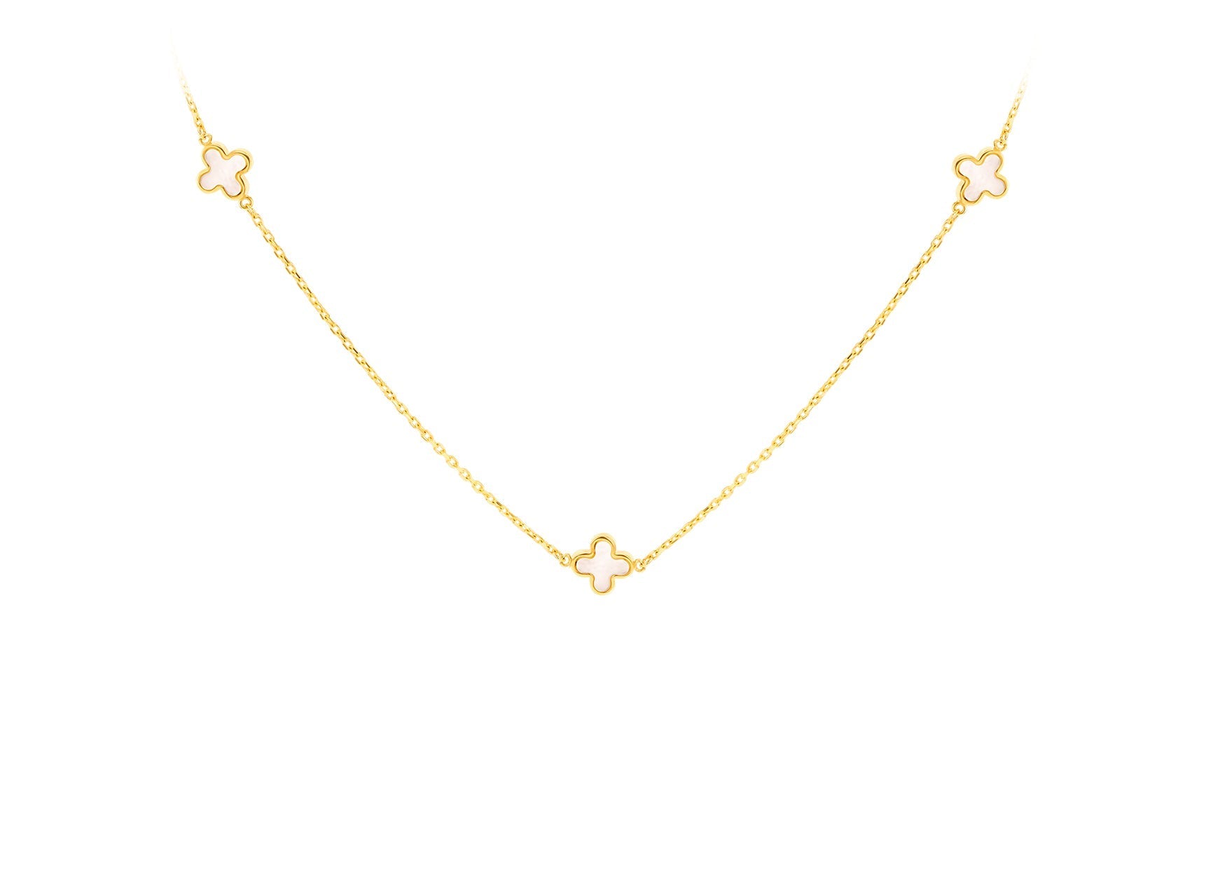 9ct Yellow Gold 3 Mother-of-Pearl Petal Necklace 40-42.5 cm