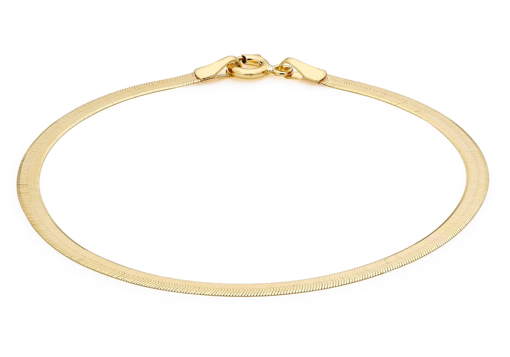 9ct Yellow Gold Solid Herringbone Bracelet 18cm