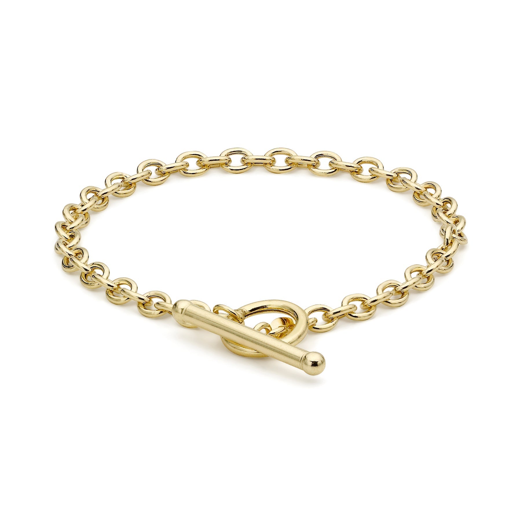 Glow 9ct Gold Oval Belcher T-Bar Bracelet 19cm