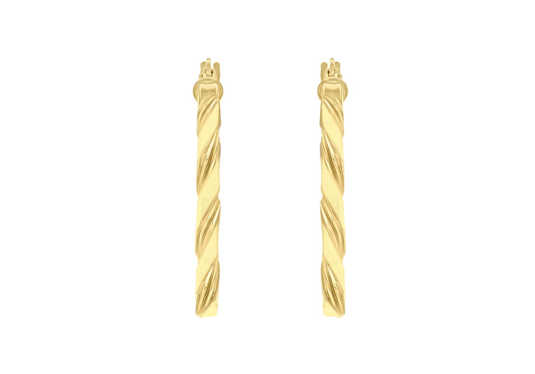 9ct Yellow Gold Flat Twist Hoops 20 mm