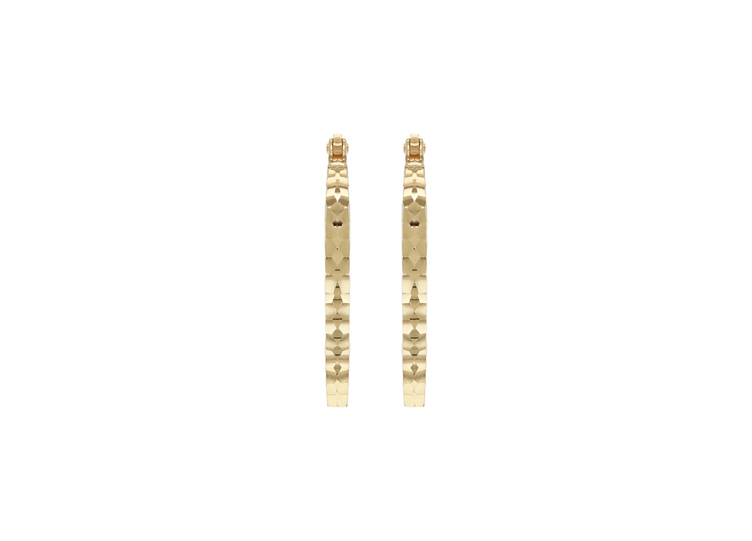 9ct Yellow Gold Hollow Diamond-Cut Med Oval Hoop Earrings