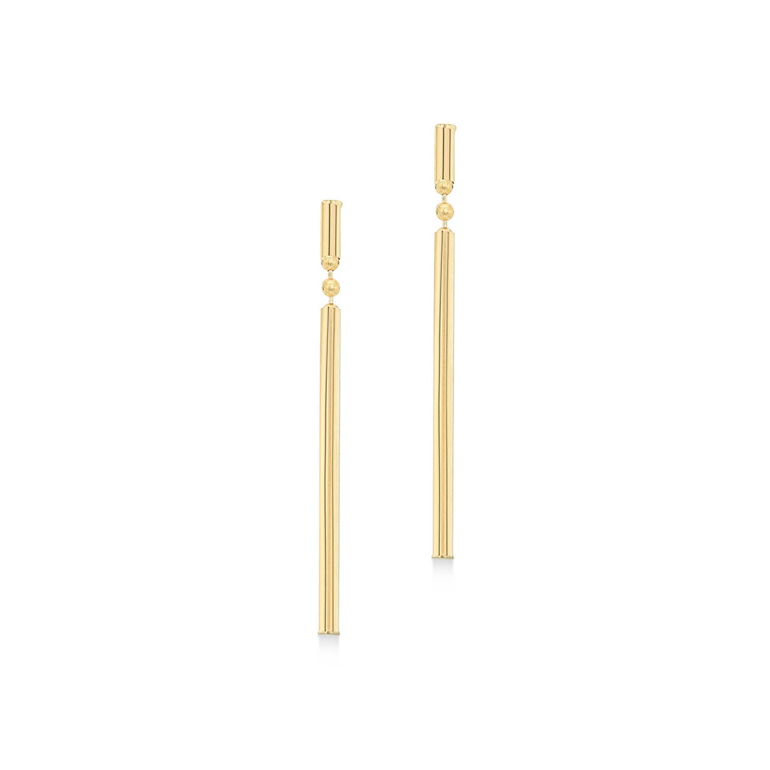 9ct Yellow Gold Round Bar Drop Earrings 41mm