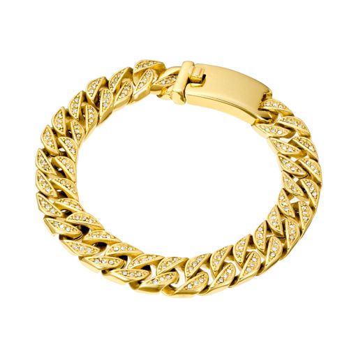 Stainless Steel Cuban Bracelet with CZ