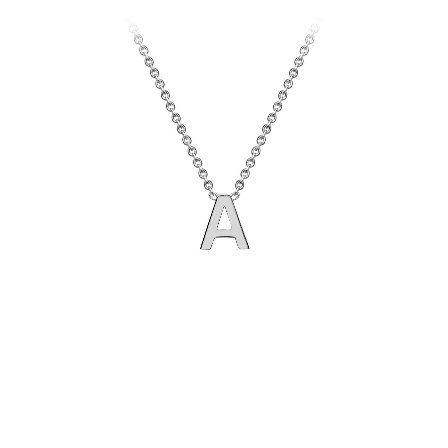9ct White Gold 'A' Initial Adjustable Letter Necklace 38/43cm