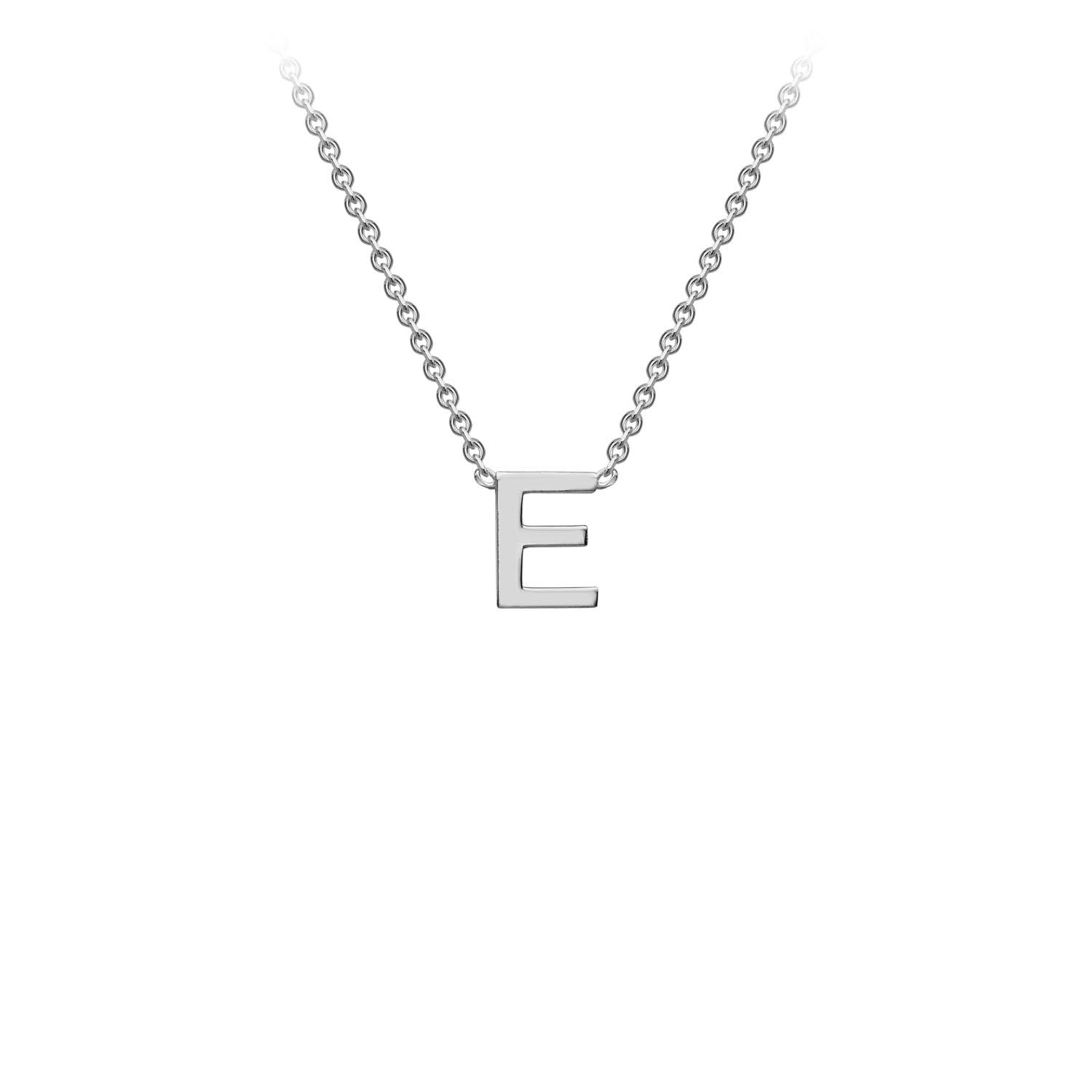 9ct White Gold 'E' Initial Adjustable Letter Necklace 38/43cm