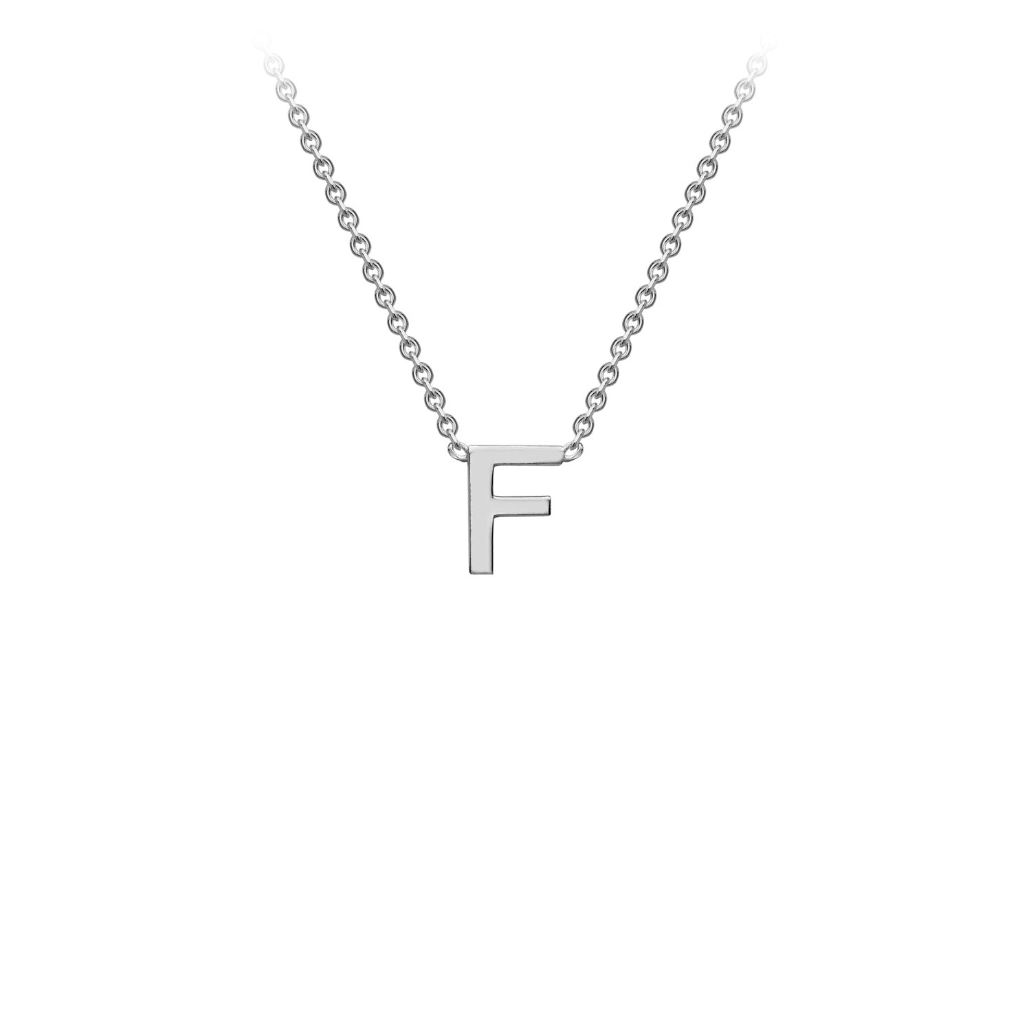 9ct White Gold 'F' Initial Adjustable Letter Necklace 38/43cm