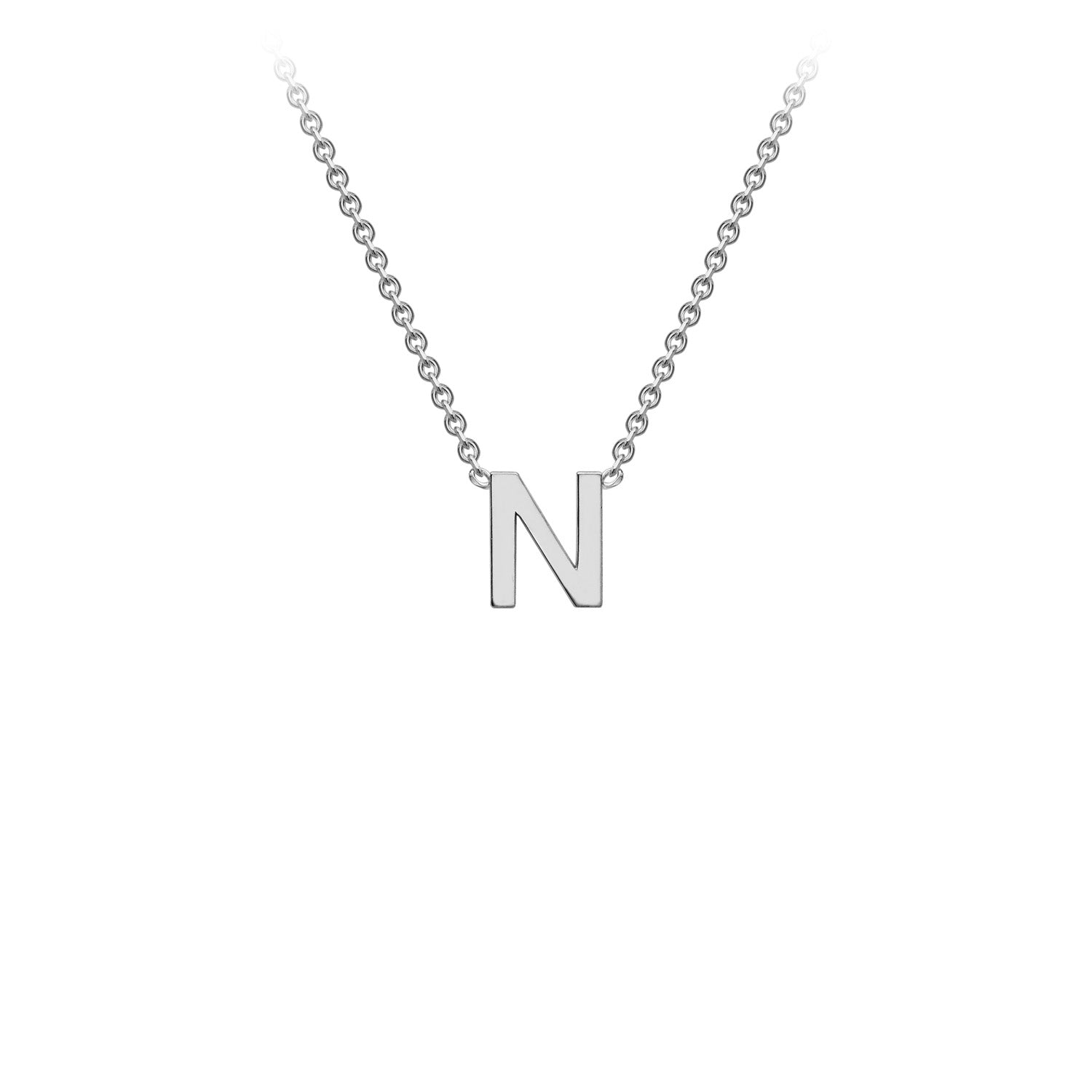 9ct White Gold 'N' Initial Adjustable Letter Necklace 38/43cm