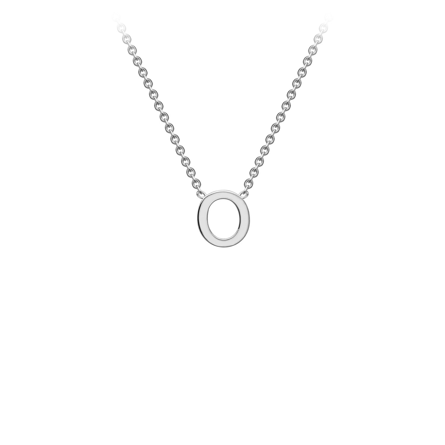 9ct White Gold 'O' Initial Adjustable Letter Necklace 38/43cm