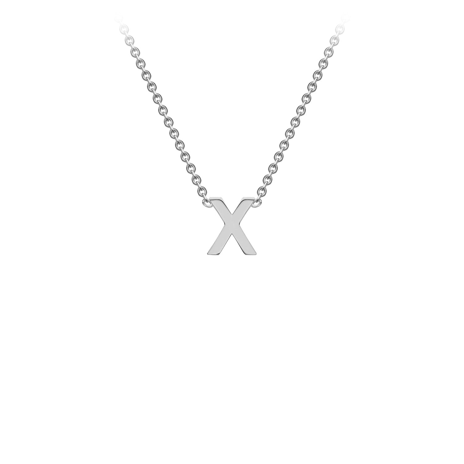 9ct White Gold 'X' Initial Adjustable Letter Necklace 38/43cm