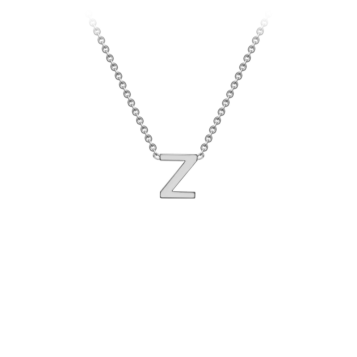 9ct White Gold 'Z' Initial Adjustable Letter Necklace 38/43cm