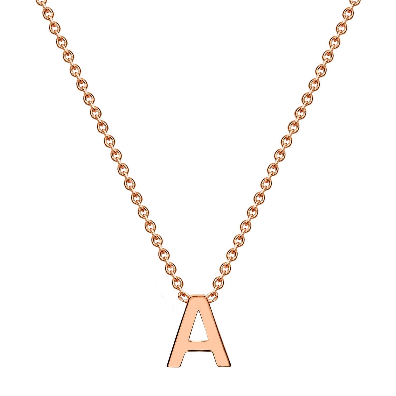 9ct Rose Gold 'A' Initial Adjustable Letter Necklace 38/43cm