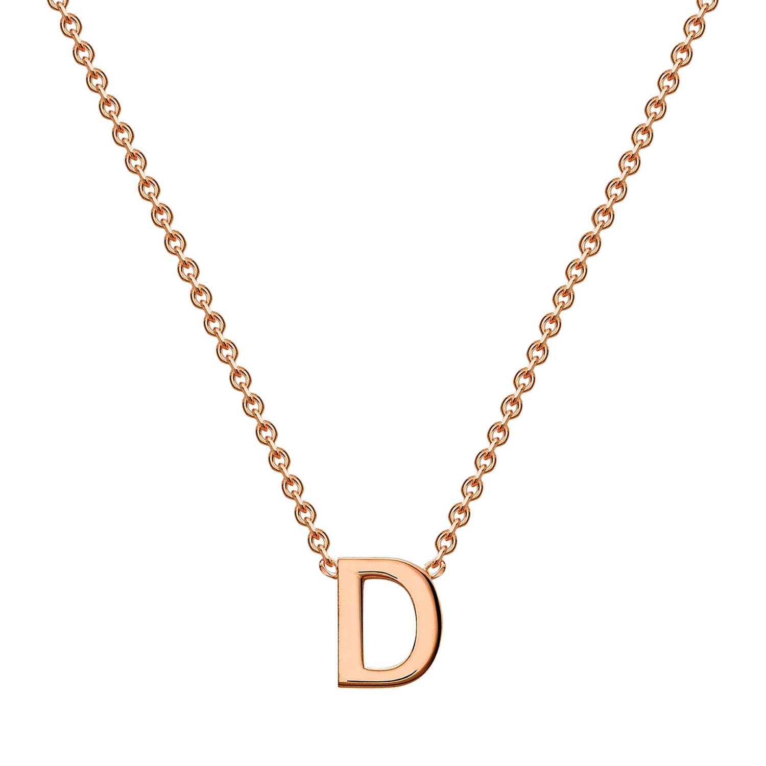 9ct Rose Gold 'D' Initial Adjustable Letter Necklace 38/43cm