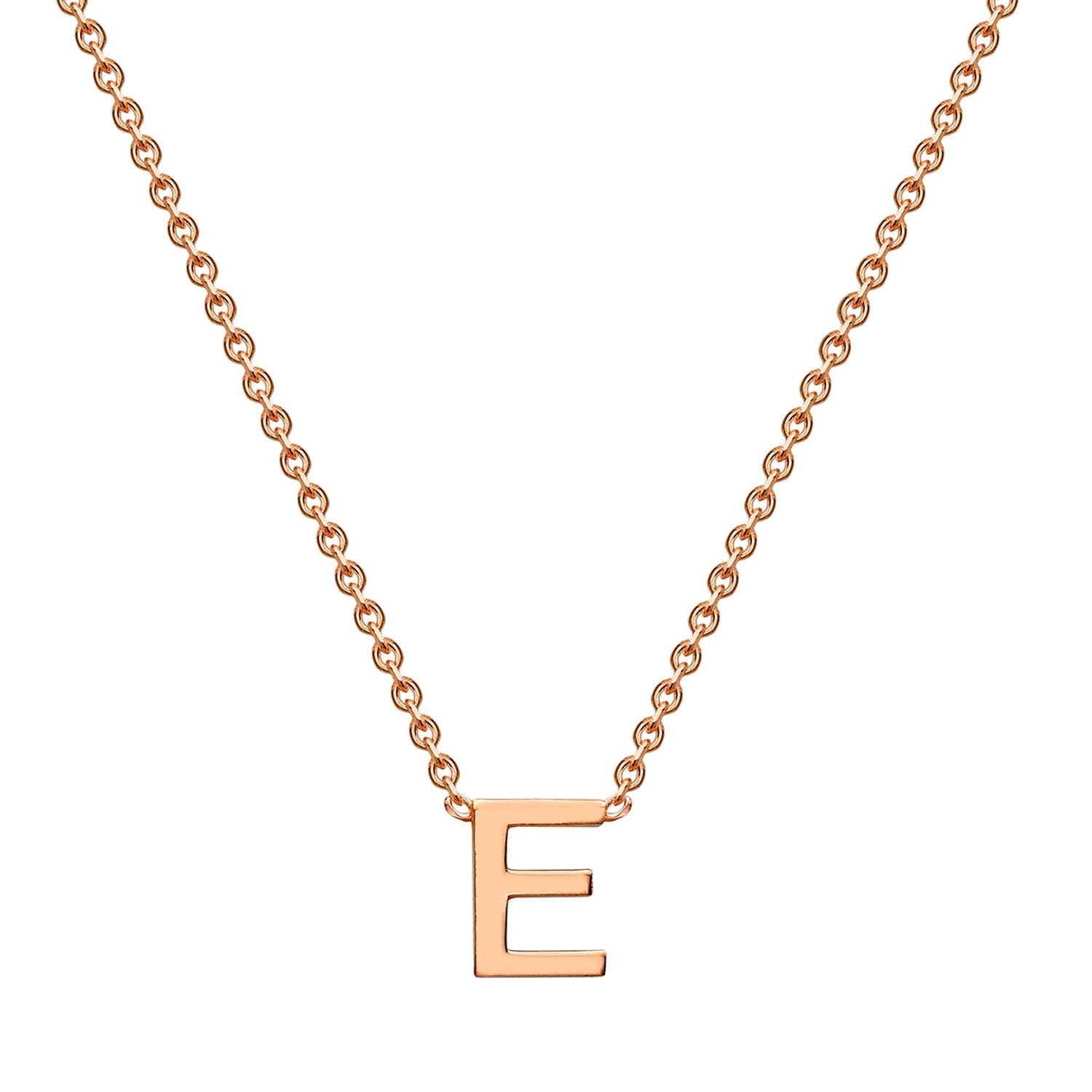 9ct Rose Gold 'E' Initial Adjustable Letter Necklace 38/43cm