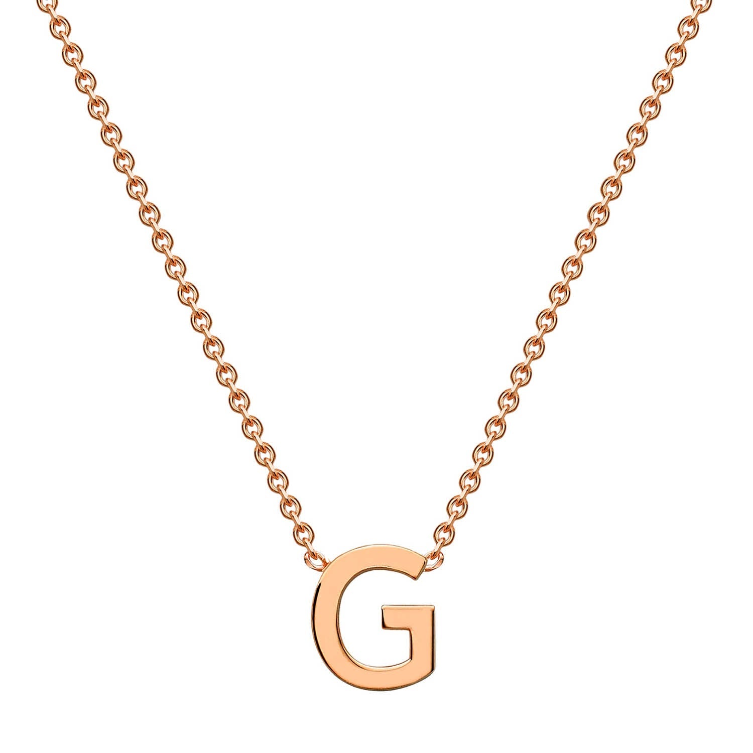 9ct Rose Gold 'G' Initial Adjustable Letter Necklace 38/43cm
