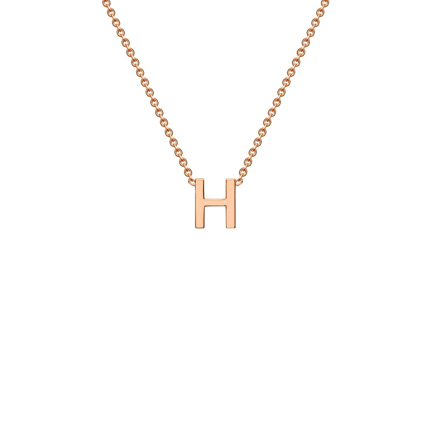 9ct Rose Gold 'H' Initial Adjustable Letter Necklace 38/43cm