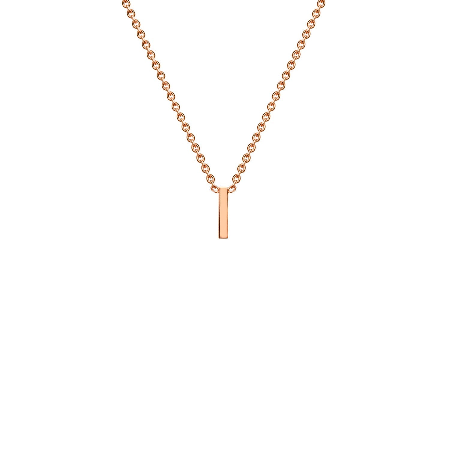 9ct Rose Gold 'I' Initial Adjustable Letter Necklace 38/43cm