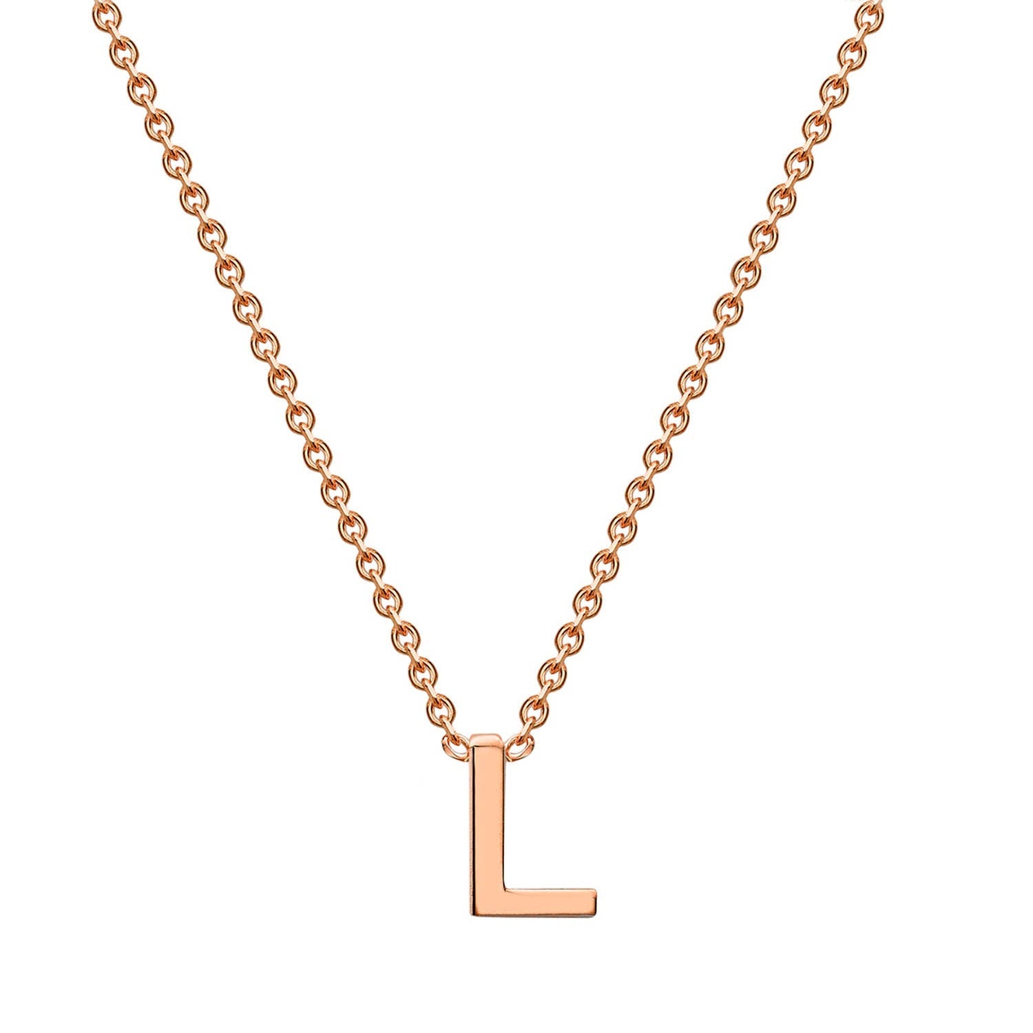 9ct Rose Gold 'L' Initial Adjustable Letter Necklace 38/43cm