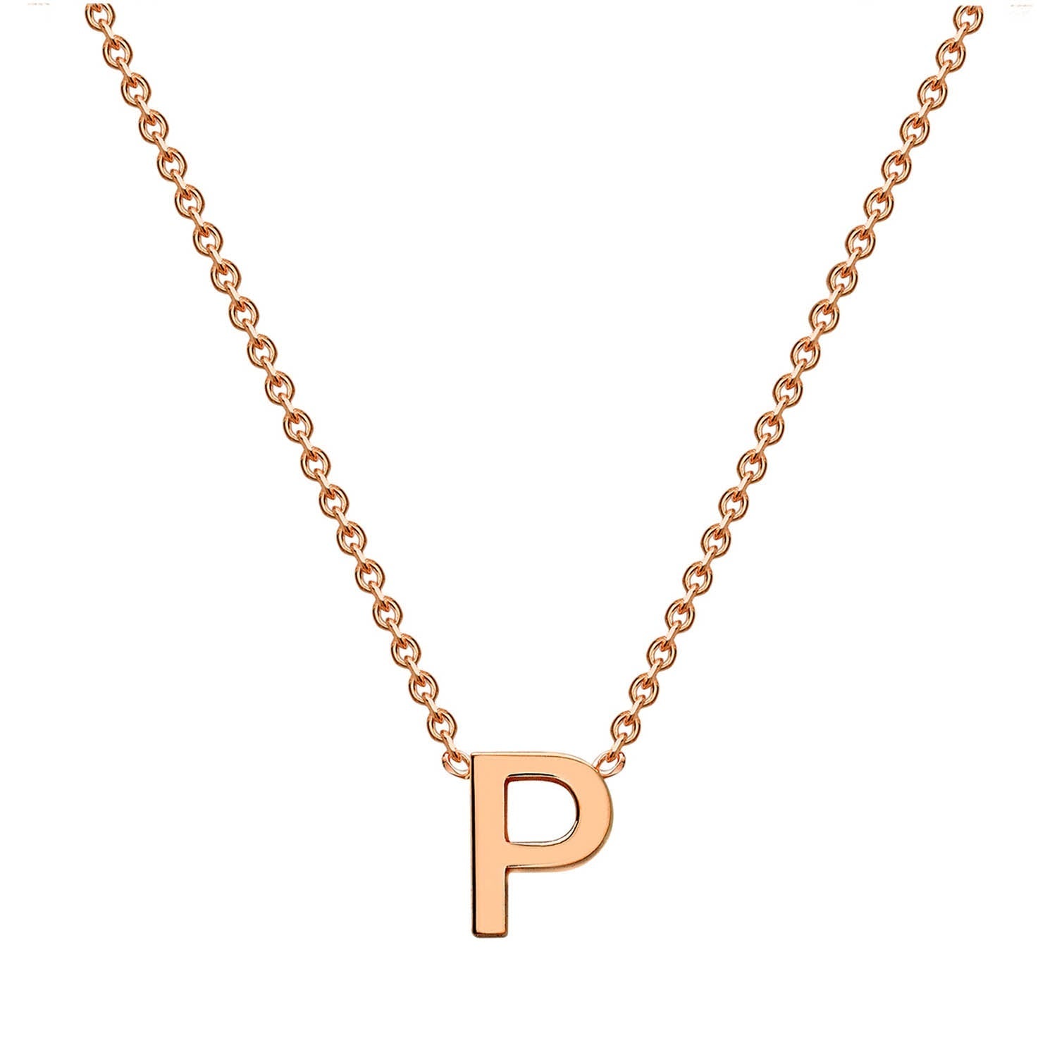 9ct Rose Gold 'P' Initial Adjustable Letter Necklace 38/43cm