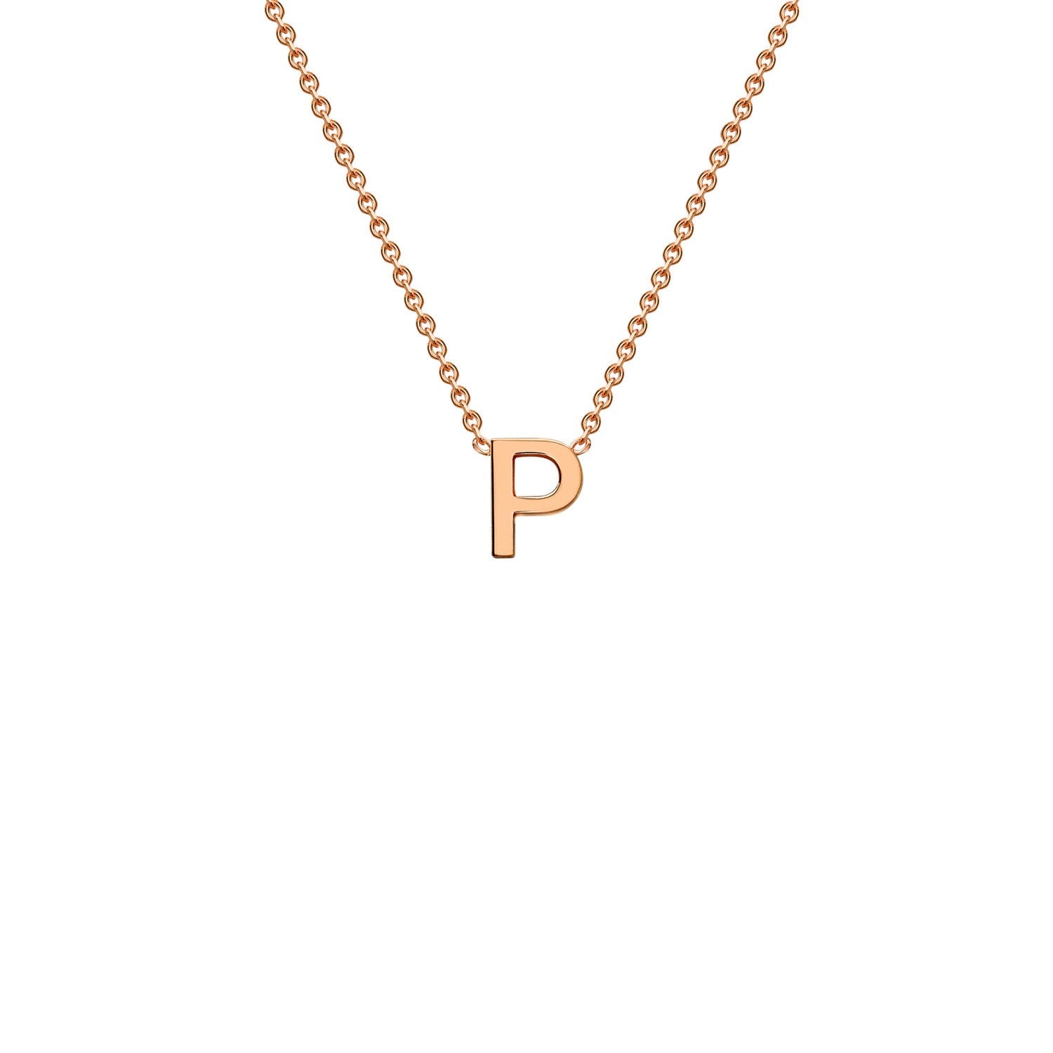 9ct Rose Gold 'P' Initial Adjustable Letter Necklace 38/43cm
