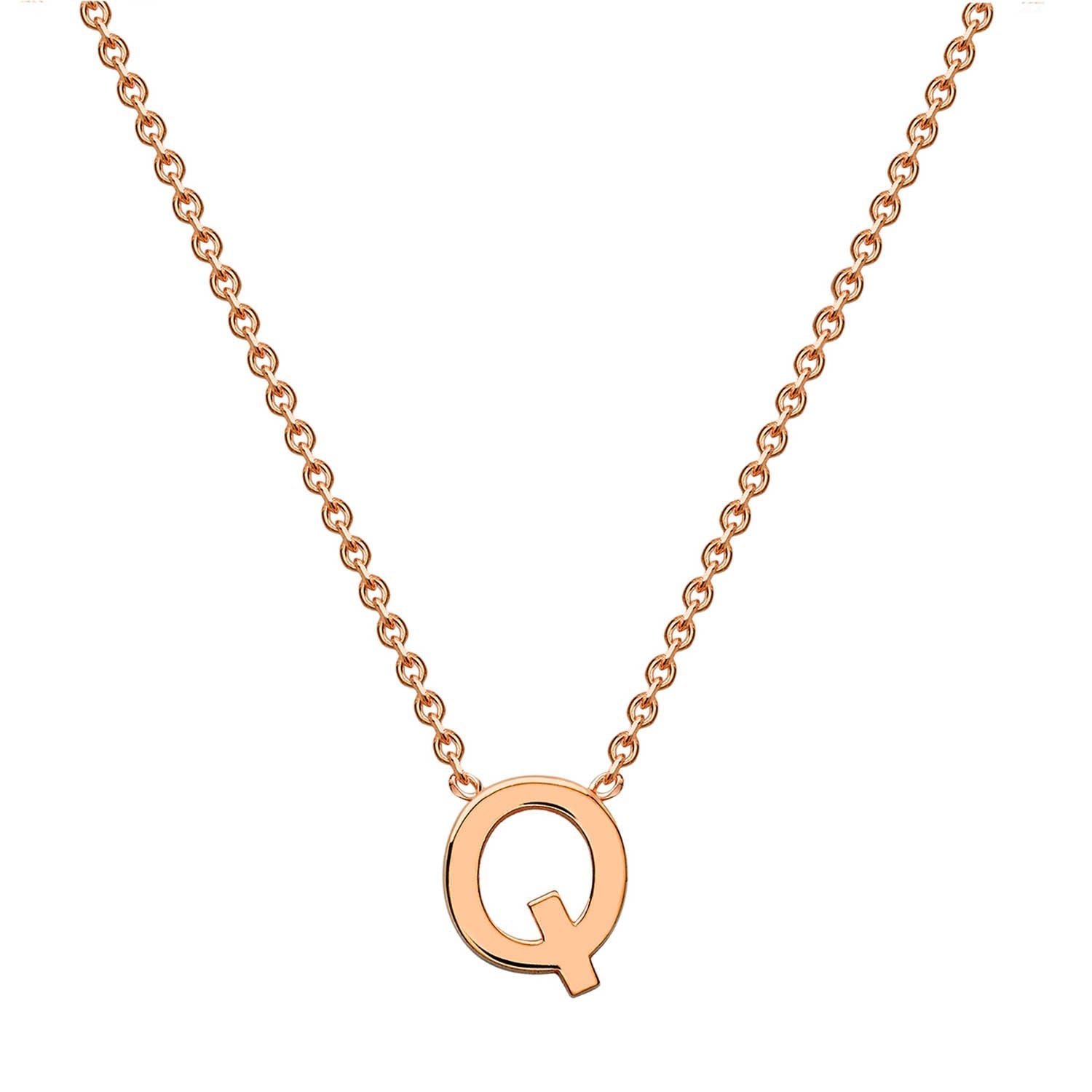 9ct Rose Gold 'Q' Initial Adjustable Letter Necklace 38/43cm