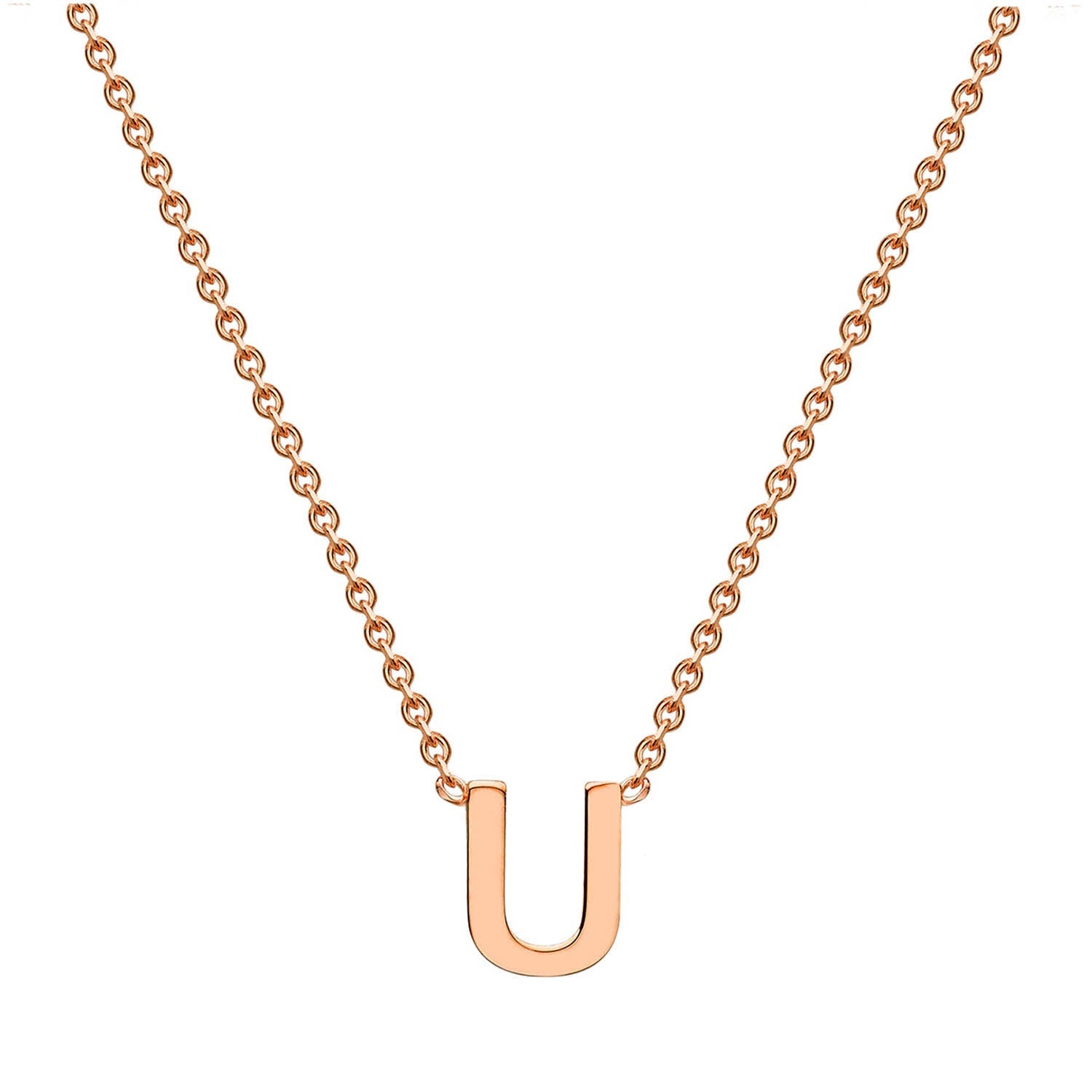 9ct Rose Gold 'U' Initial Adjustable Letter Necklace 38/43cm