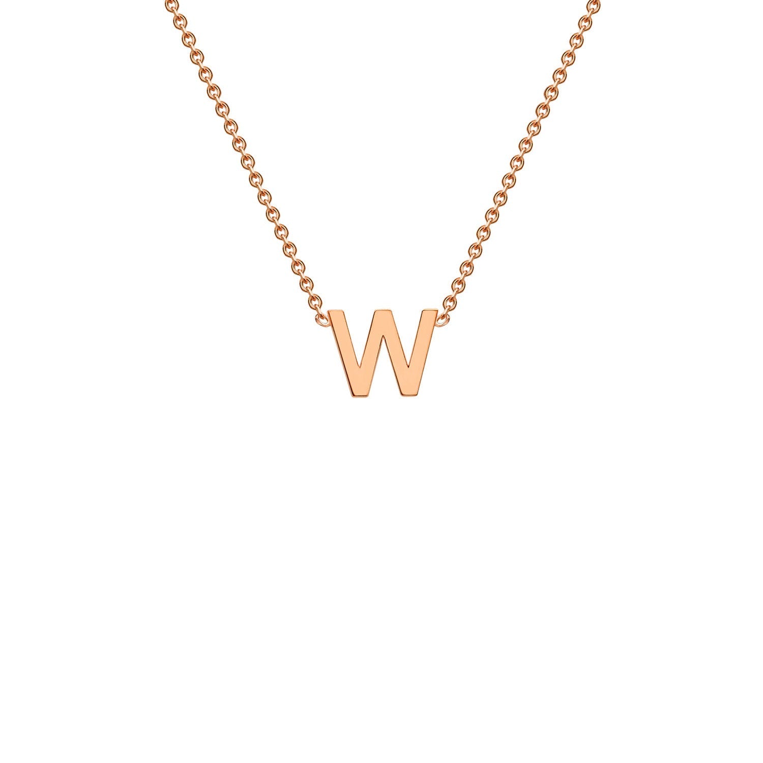9ct Rose Gold 'W' Initial Adjustable Letter Necklace 38/43cm