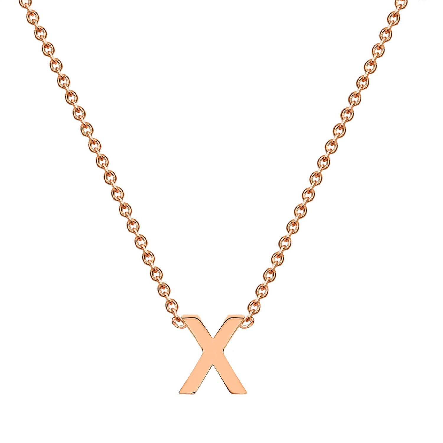 9ct Rose Gold 'X' Initial Adjustable Letter Necklace 38/43cm