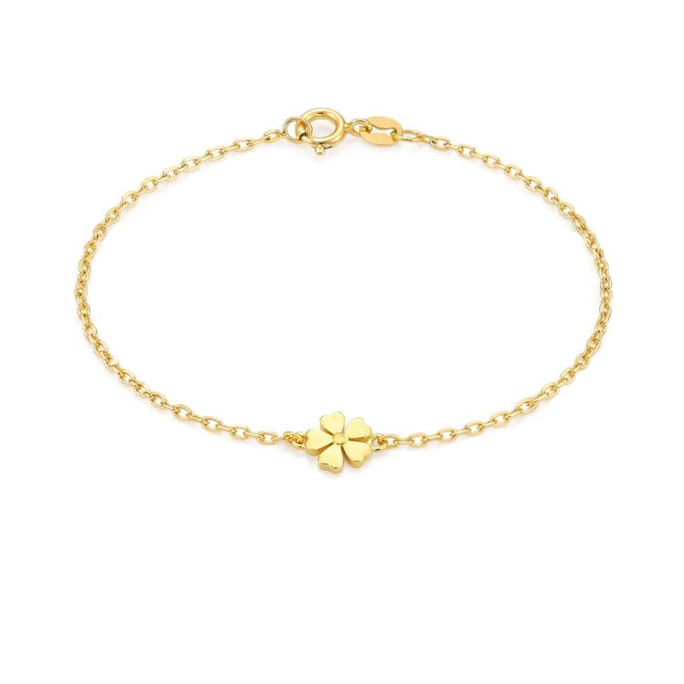 9ct Yellow Gold Flower Bracelet 17-19cm