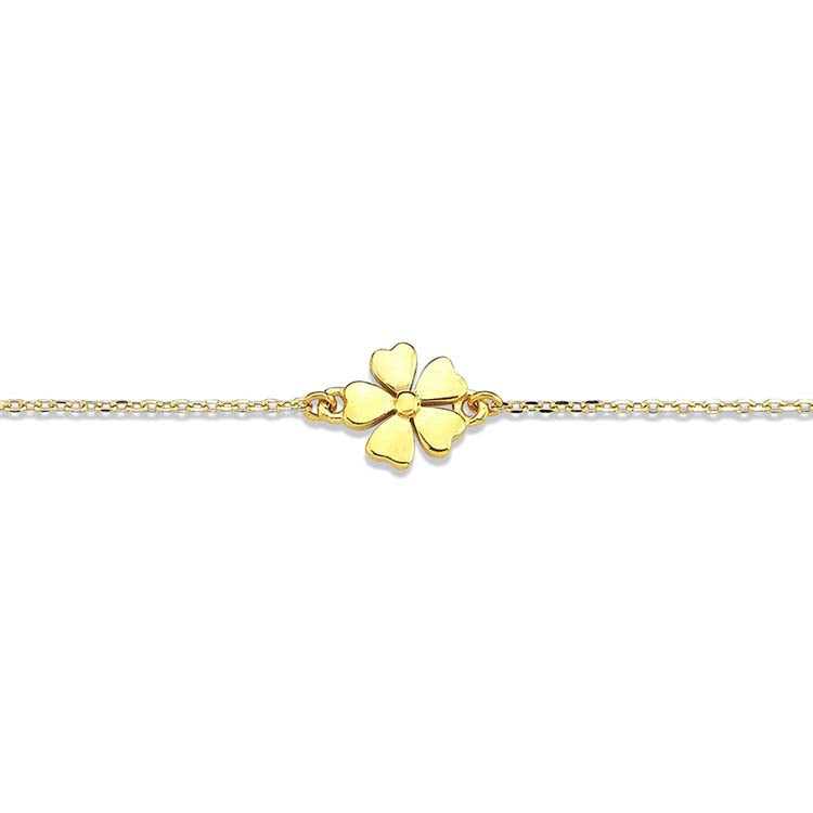 9ct Yellow Gold Flower Bracelet 17-19cm