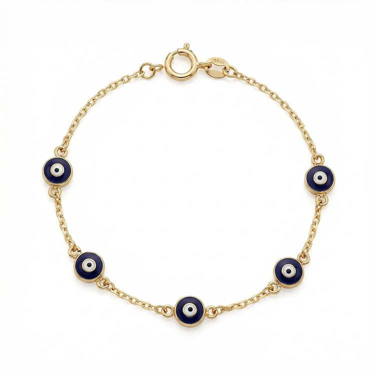 9ct Yellow Gold Nazar Bracelet 19cm