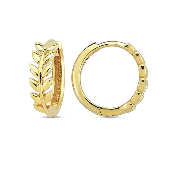 9ct Yellow Gold Nature Huggie Earrings