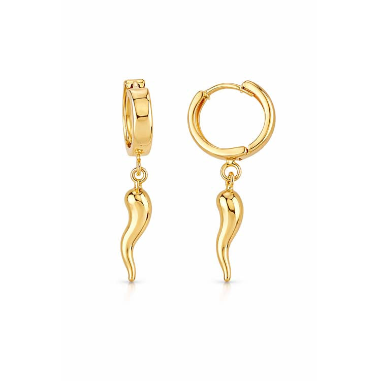 9ct Yellow Gold Gold Horn Huggie Earrings