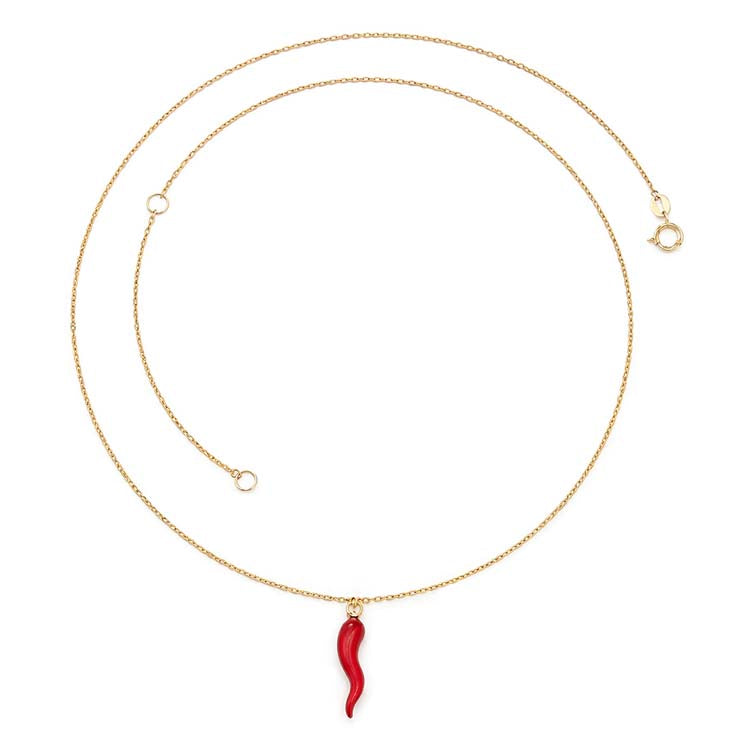 9ct Yellow Gold Red Horn Necklace 40-45cm