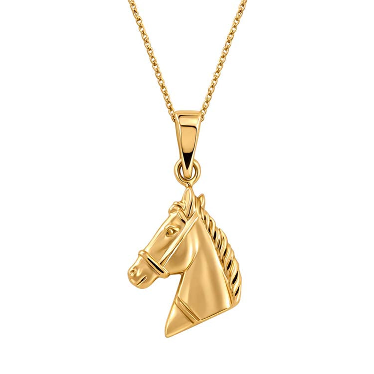9ct Yellow Gold Horse Head Necklace 40-45cm
