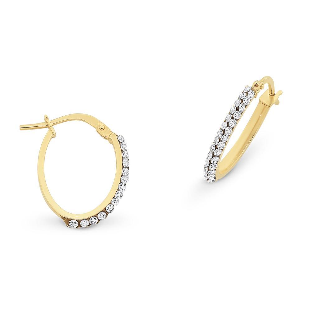 9Ct Gold Silver Filled Hoop Earrings With Crystals
