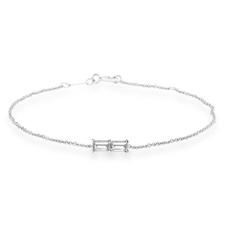 Bracelet with 0.06ct Diamonds in 9ct White Gold 17+2cm