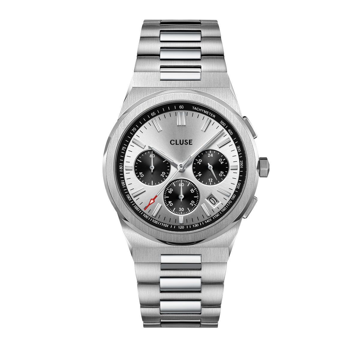 CLUSE Vigoureux Chronograph Black/Silver Link CW20806