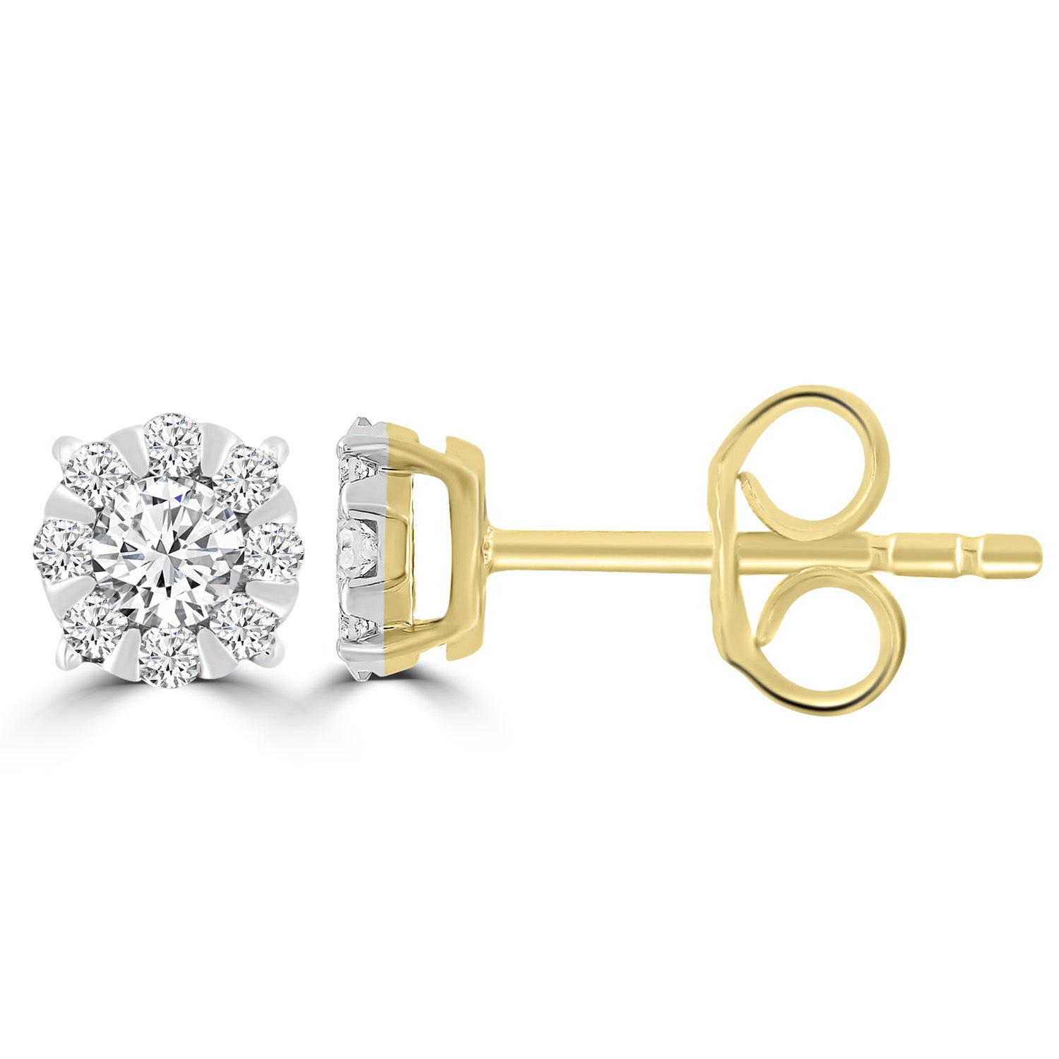 Stud Earrings with 0.25ct Diamonds in 9ct Yellow Gold