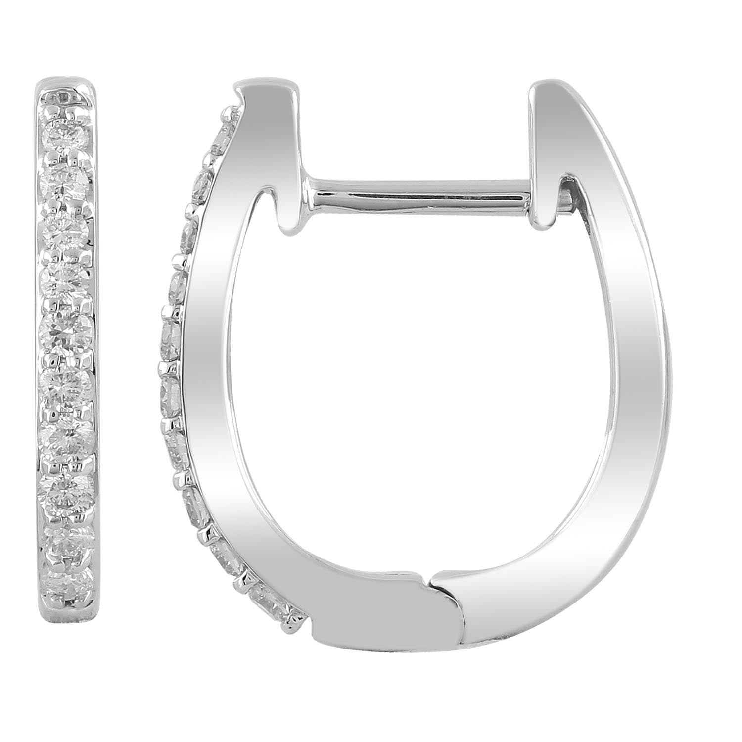 Huggie Earrings with 0.15ct Diamonds in 9ct White Gold