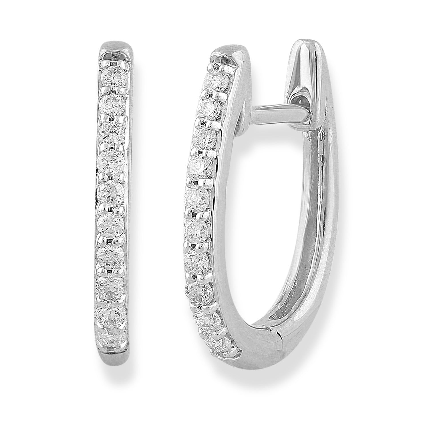 Huggie Earrings with 0.15ct Diamonds in 9ct White Gold