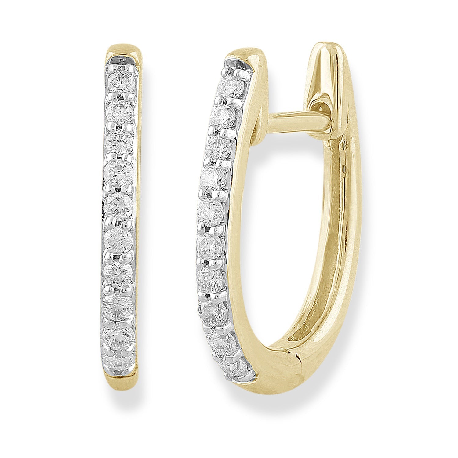 Huggie Earrings with 0.15ct Diamonds in 9ct Yellow Gold
