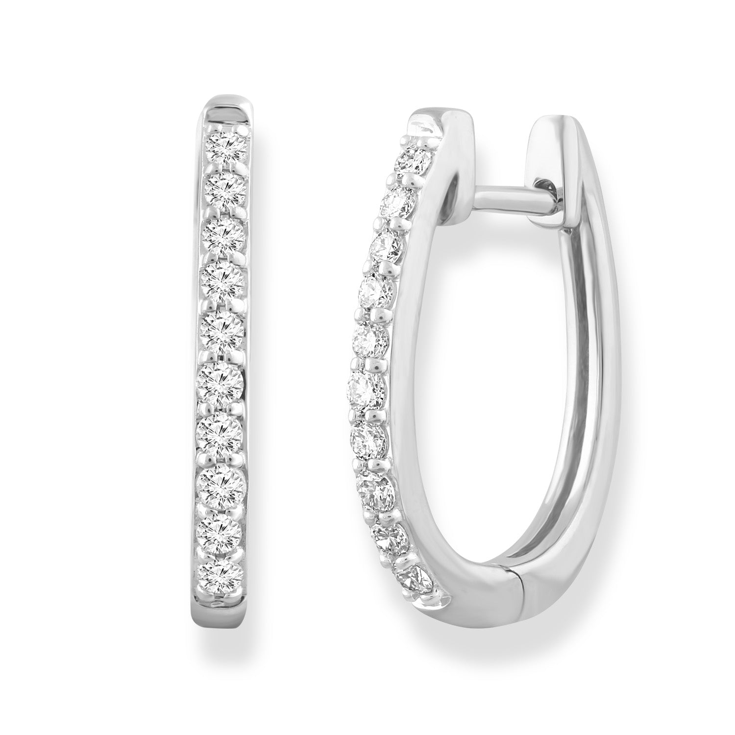 Huggie Earrings with 0.25ct Diamonds in 9ct White Gold