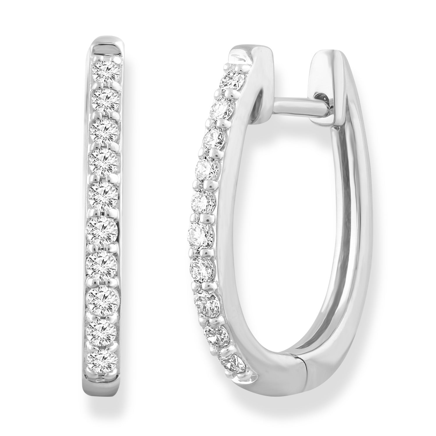 Huggie Earrings with 0.33ct Diamonds in 9ct White Gold