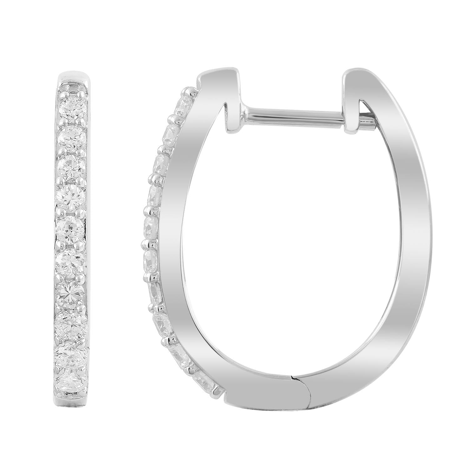 Huggie Earrings with 0.33ct Diamonds in 9ct White Gold
