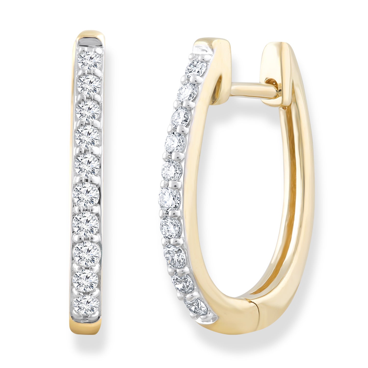 Huggie Earrings with 0.33ct Diamonds in 9ct Yellow Gold