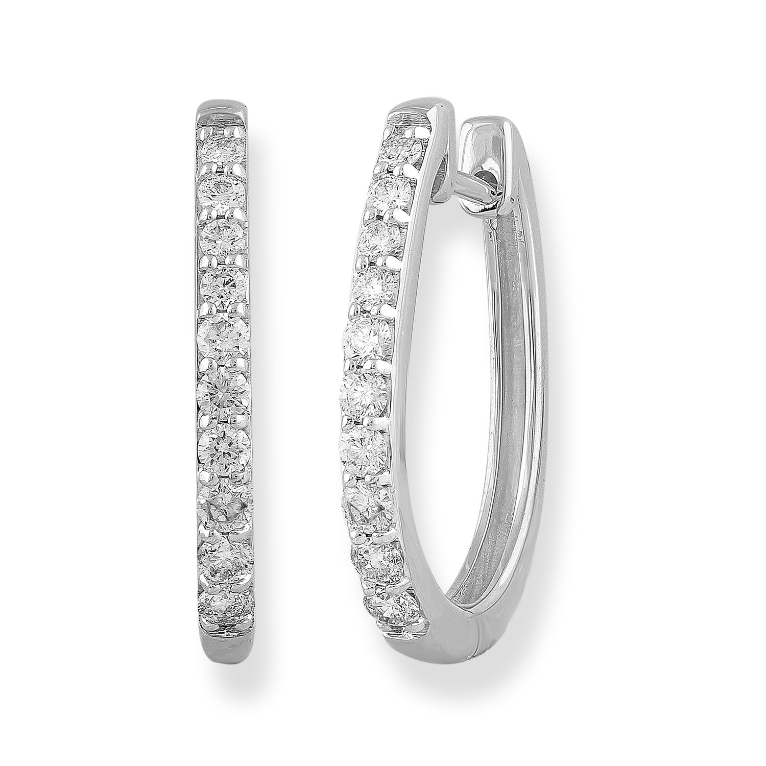 Huggie Earrings with 0.50ct Diamonds in 9ct White Gold