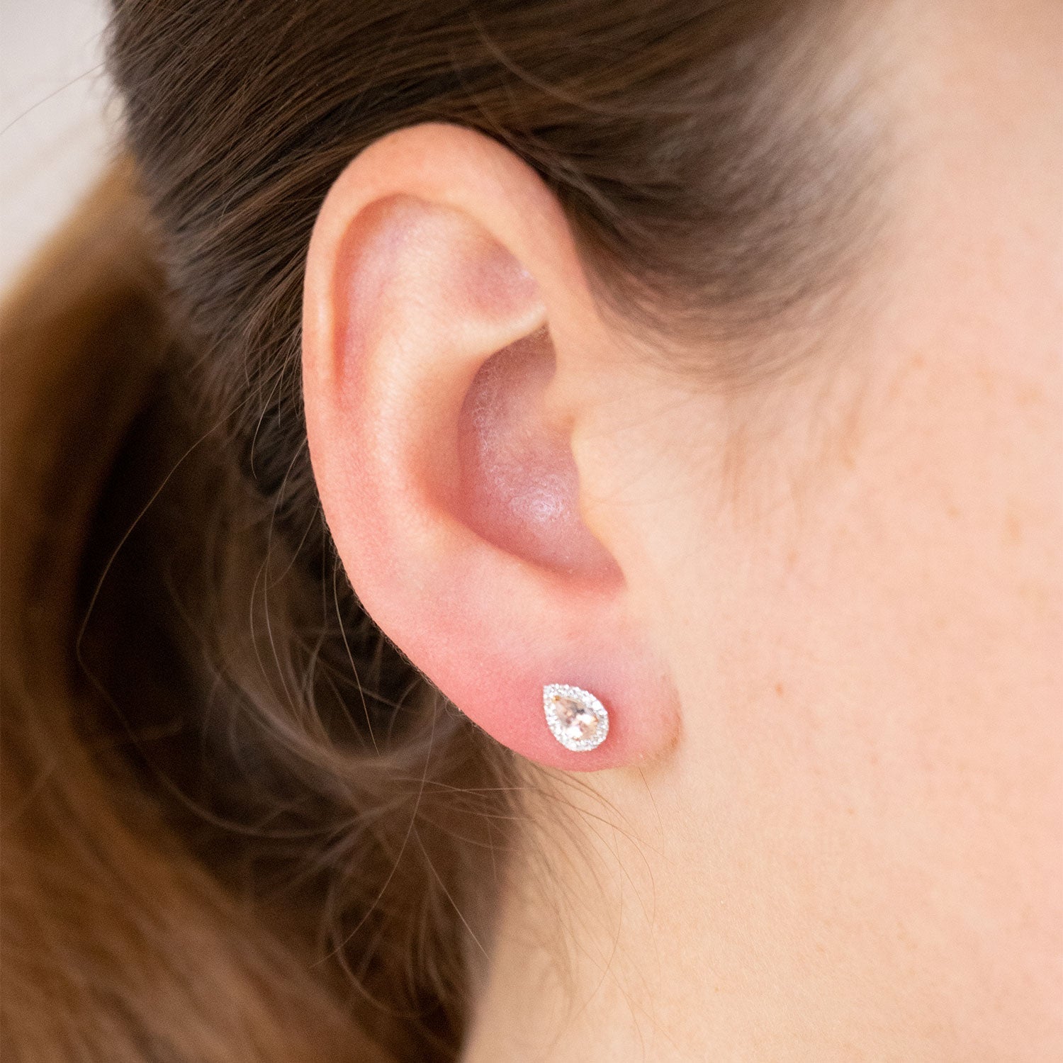 Morganite Earrings with 0.10ct Diamonds in 9ct Rose Gold