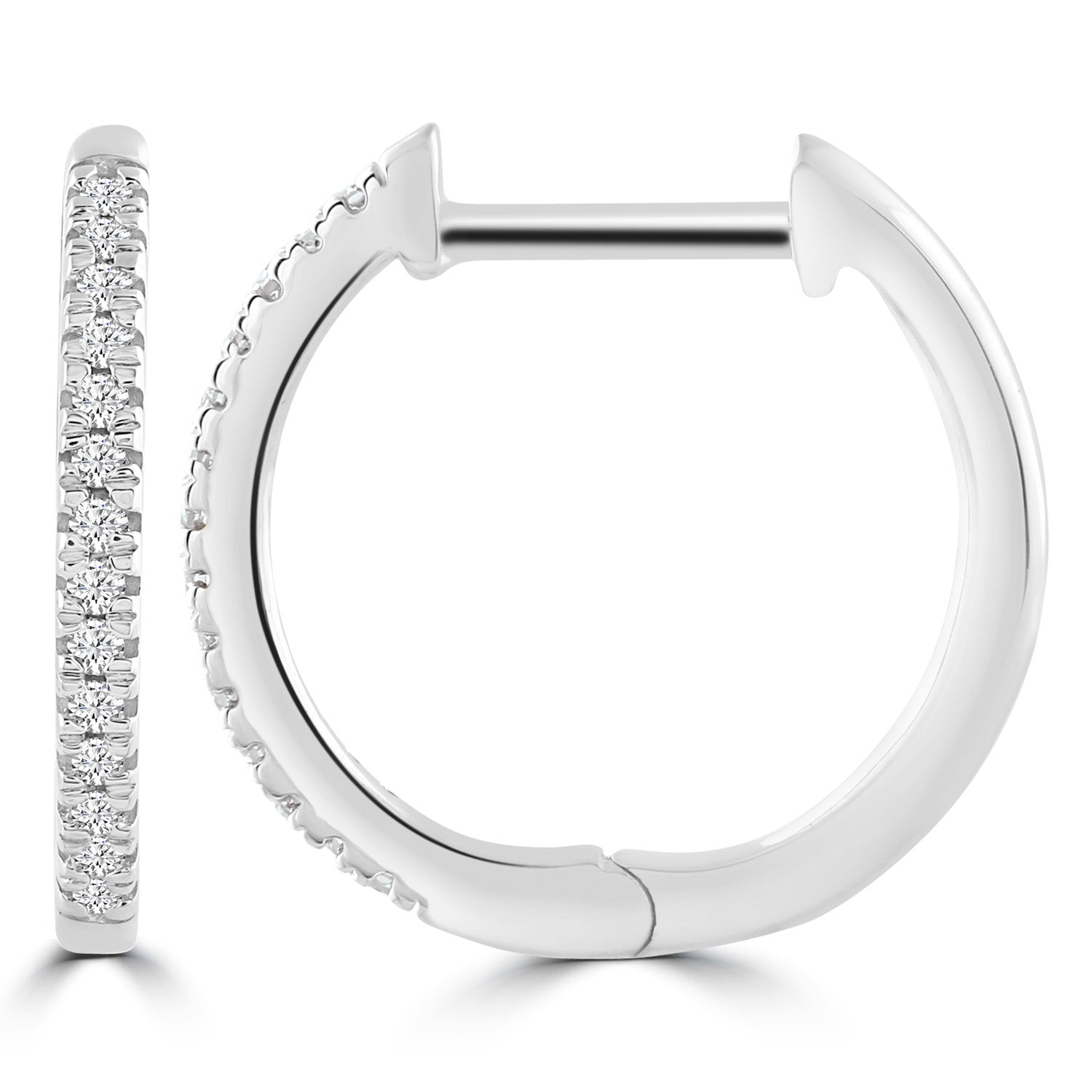 Huggie Earrings with 0.08ct Diamonds in 9ct White Gold